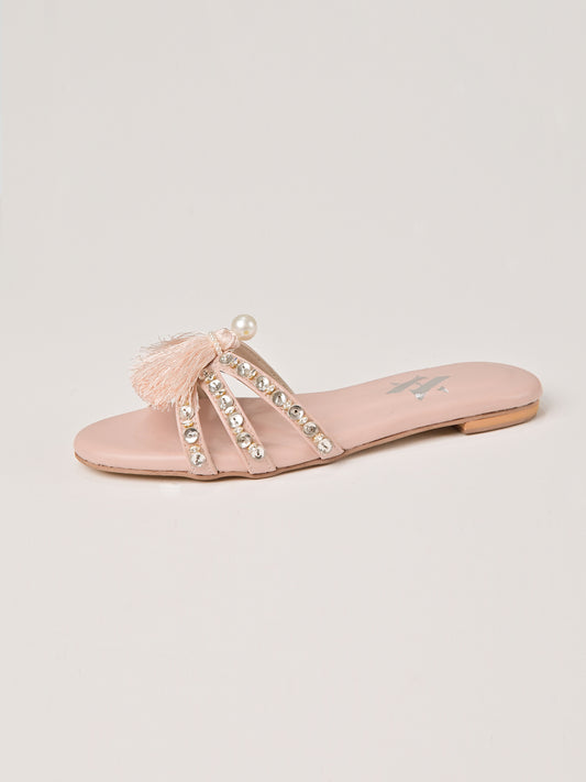 Blush Pearl Tassel Flats