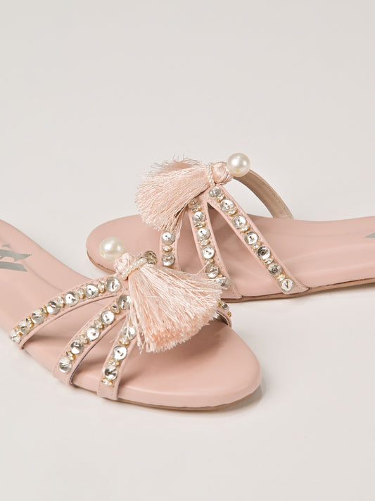 Blush Pearl Tassel Flats