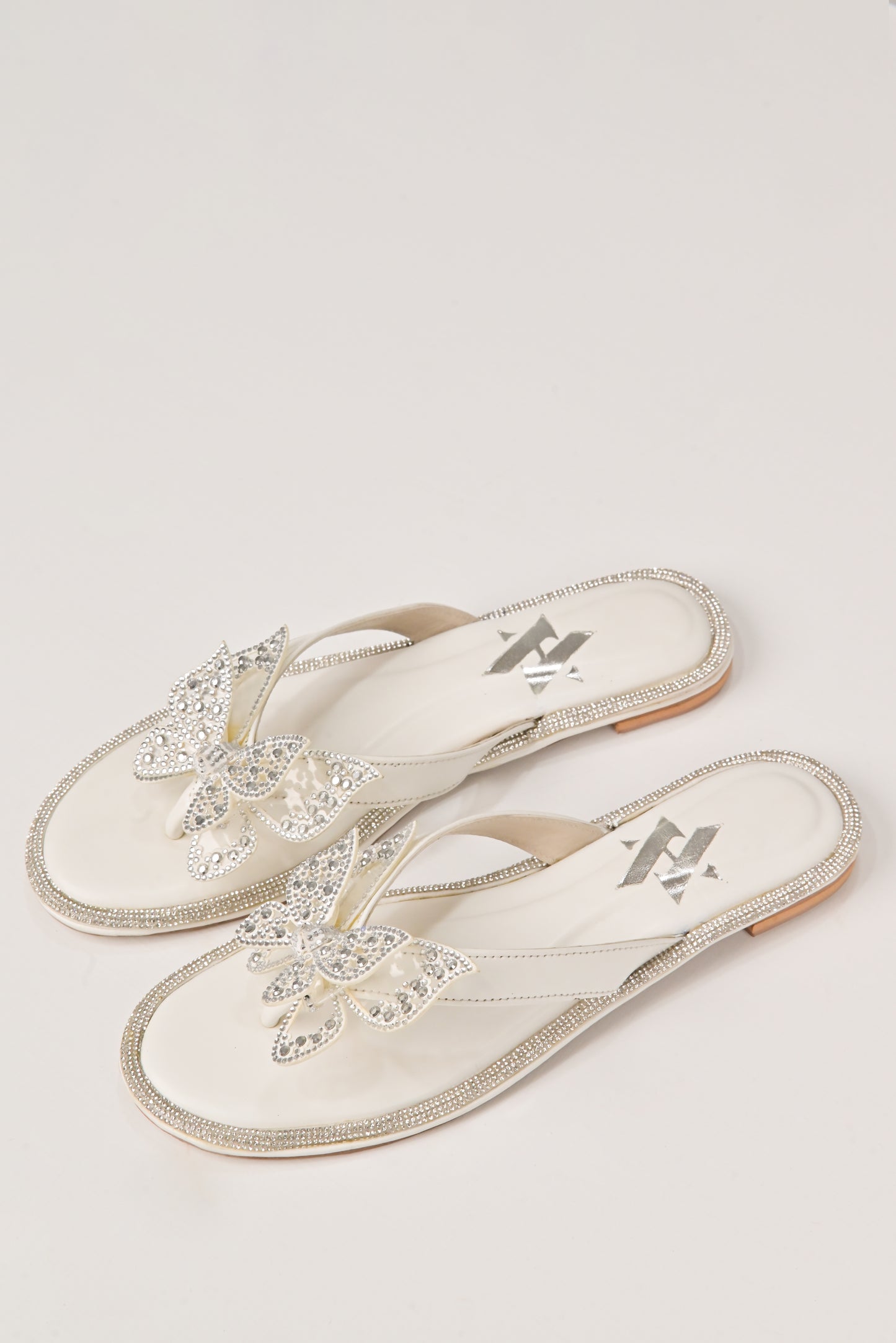 Ivory Crystal Butterfly Flat