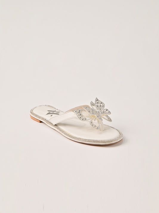 Ivory Crystal Butterfly Flat