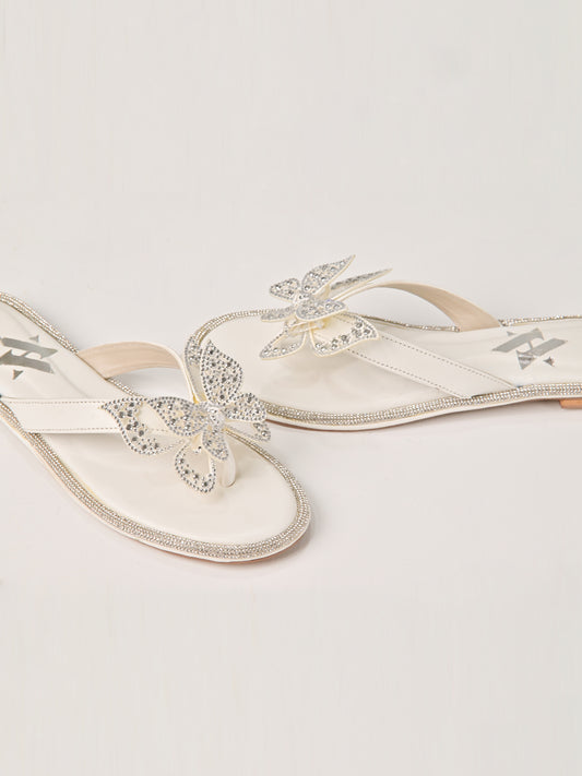 Ivory Crystal Butterfly Flat