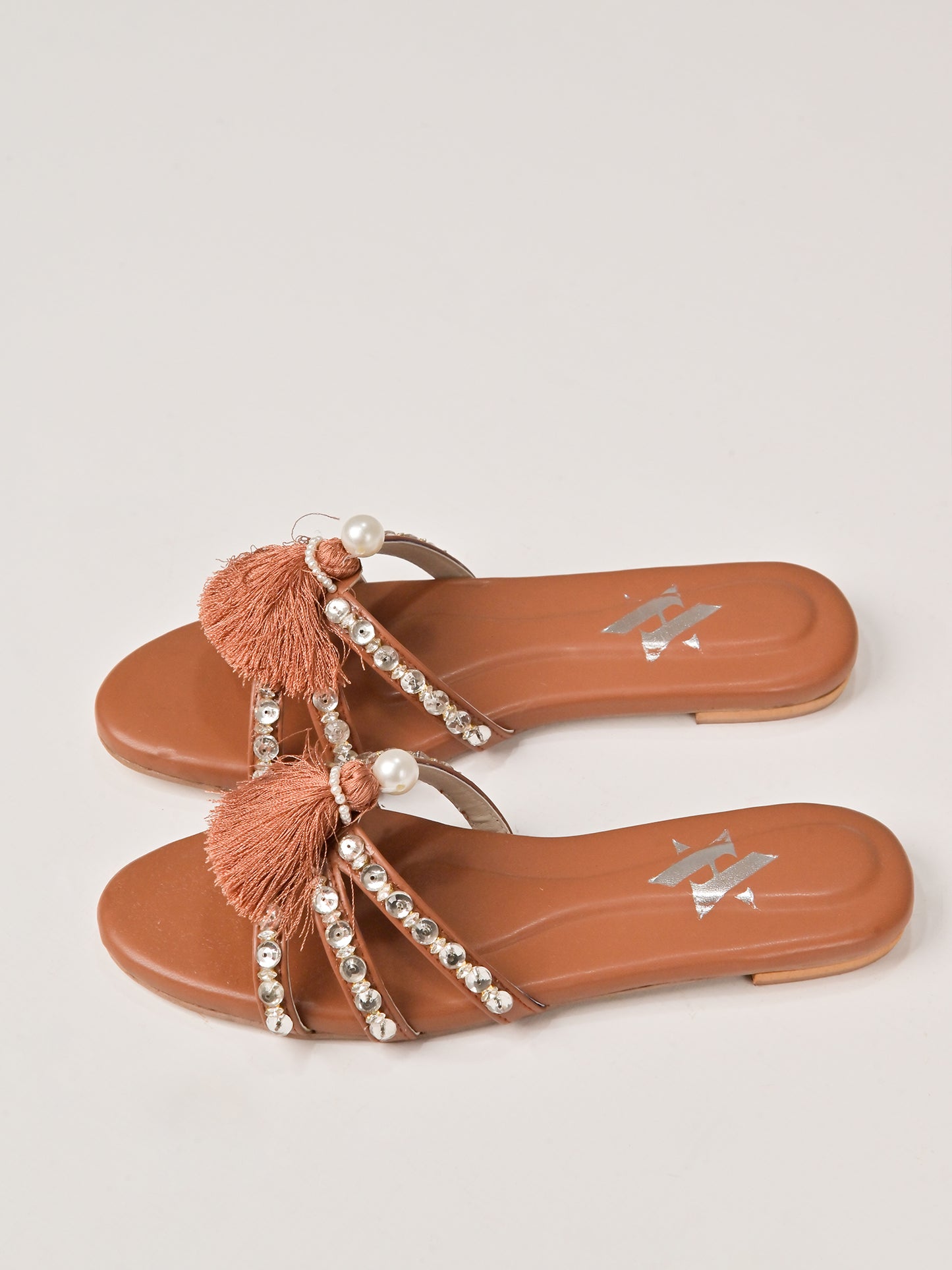 Rust Tassel Pearl Flats