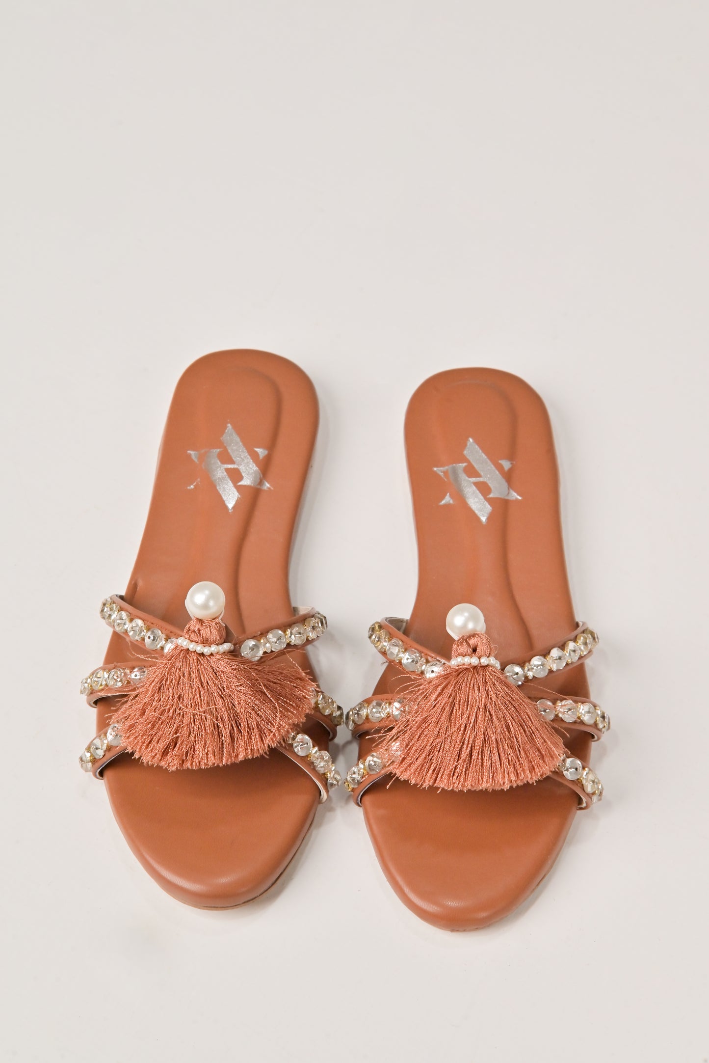 Rust Tassel Pearl Flats