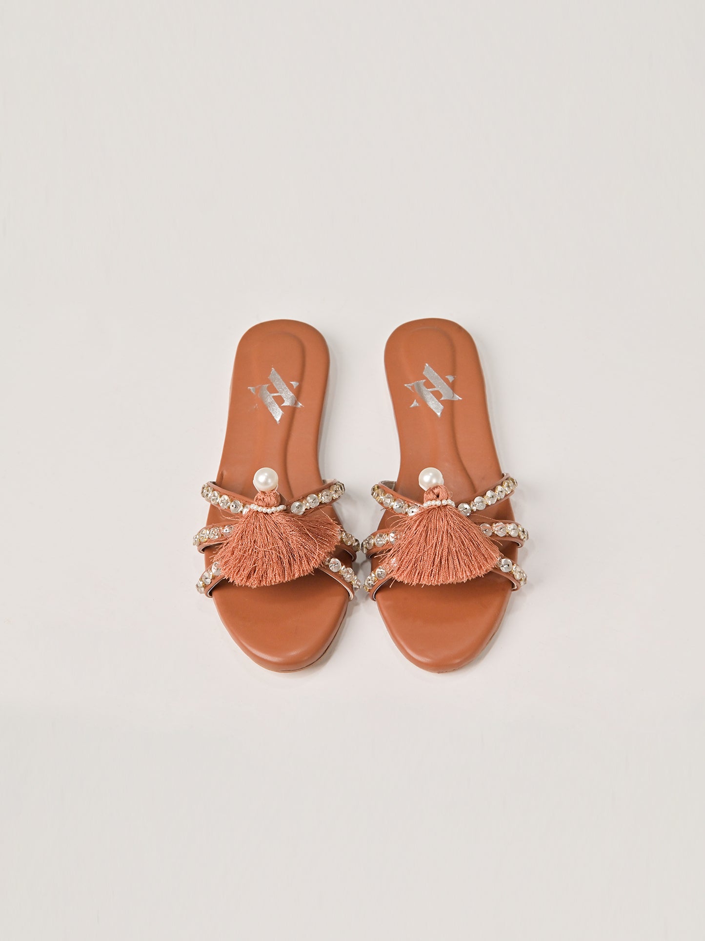 Rust Tassel Pearl Flats