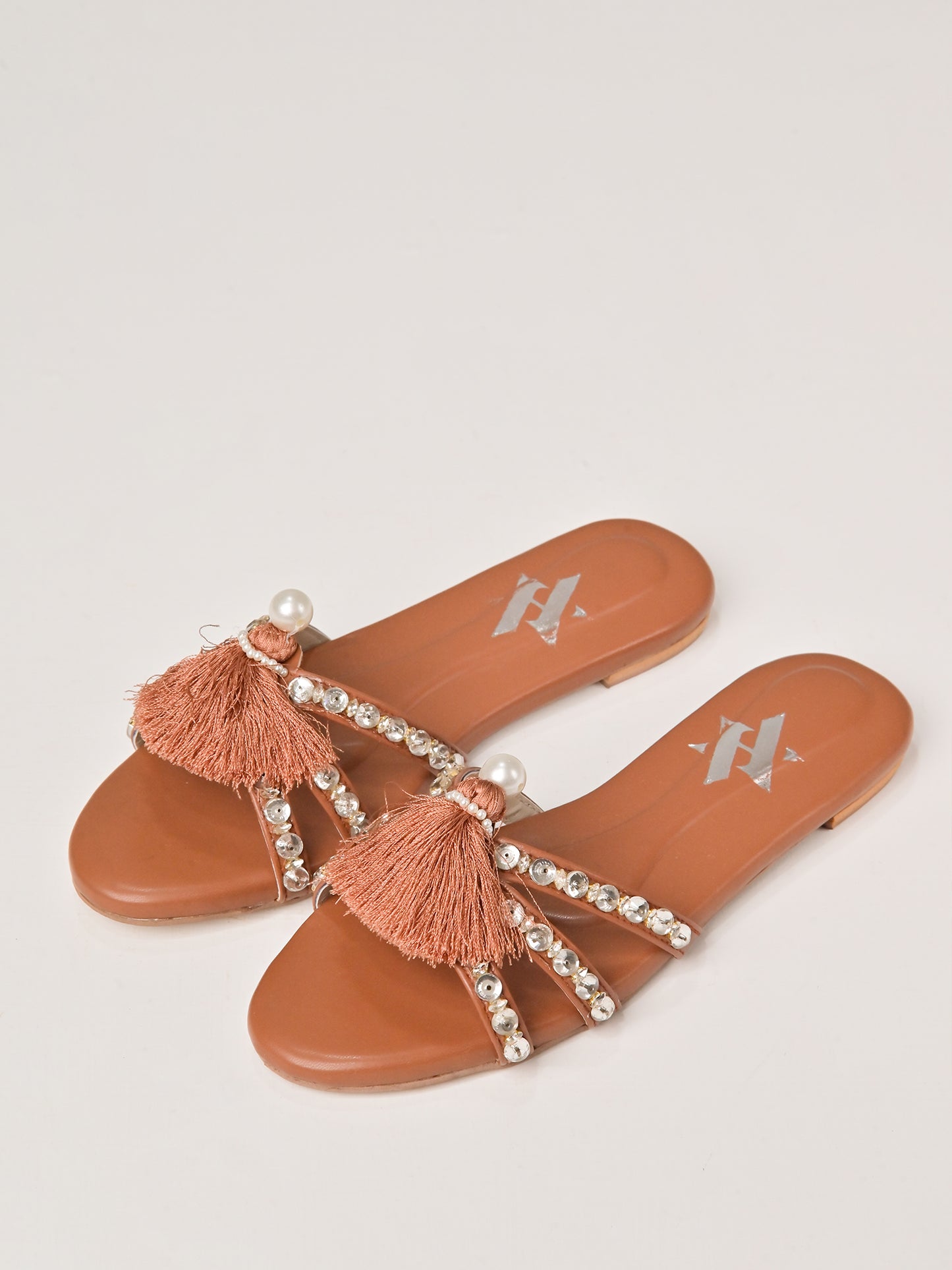 Rust Tassel Pearl Flats