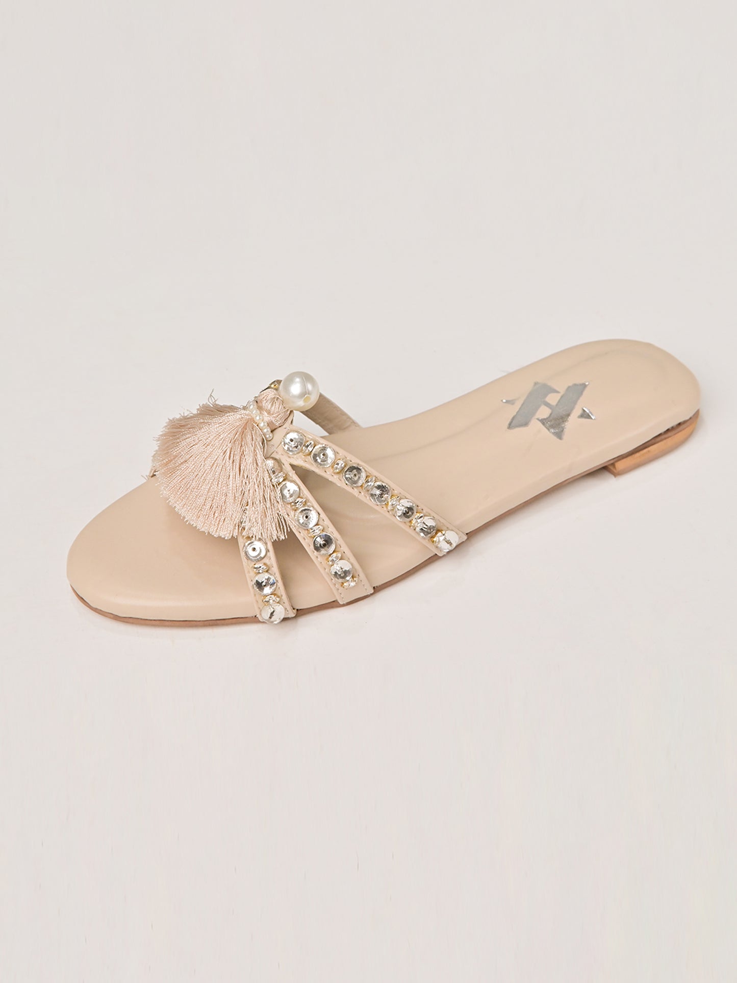 Ivory Tassel Crystal Flats