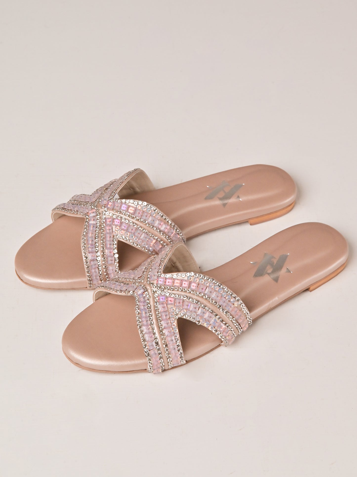 Blush Crystal Cross Flats