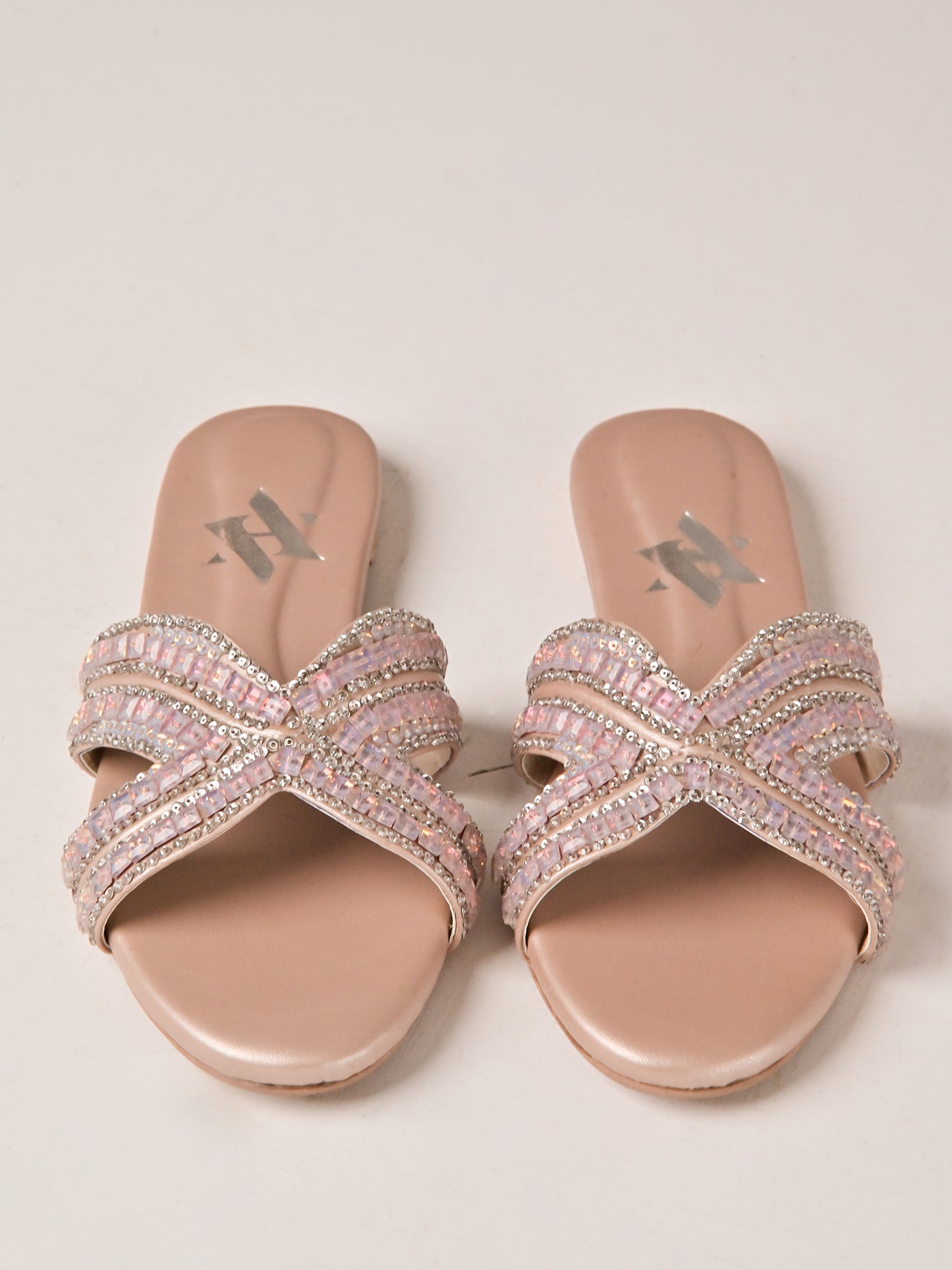 Blush Crystal Cross Flats