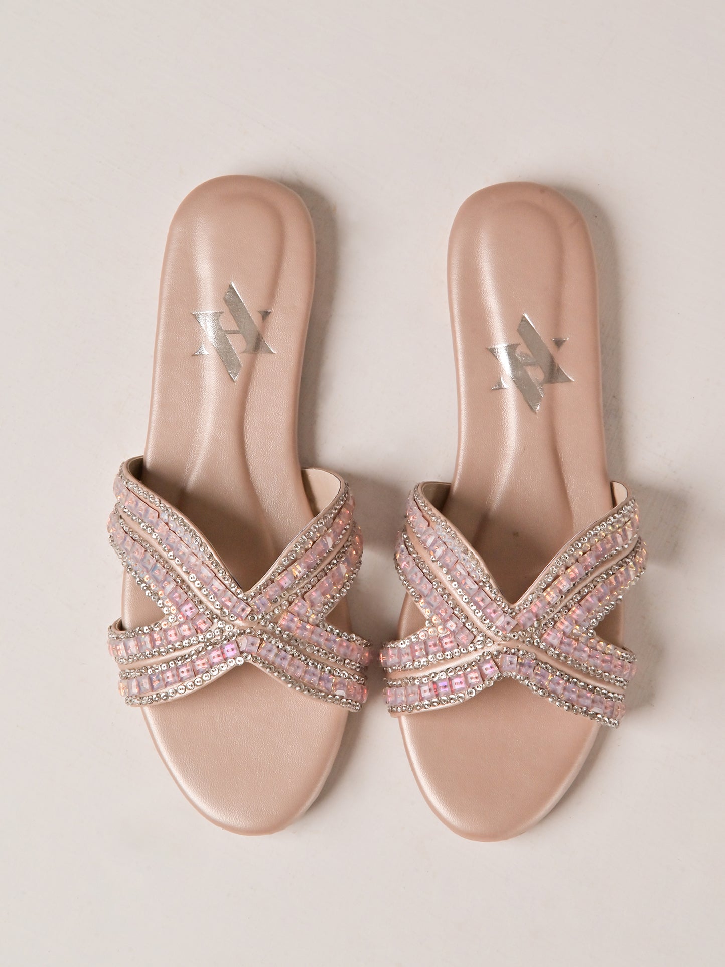 Blush Crystal Cross Flats