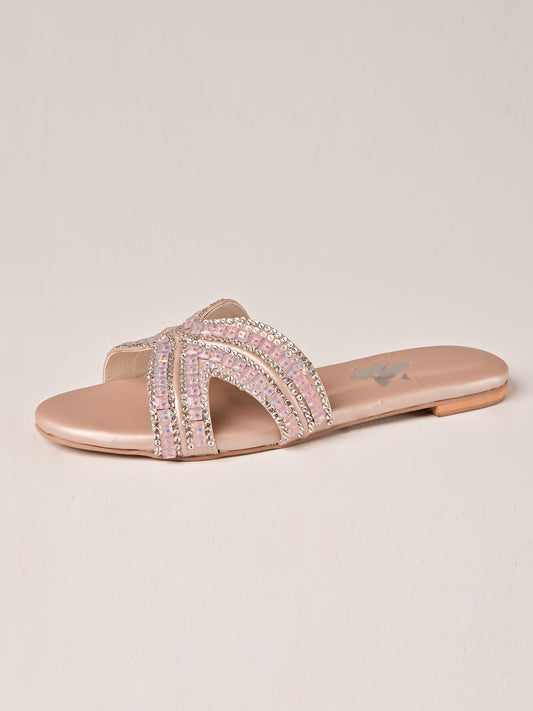 Blush Crystal Cross Flats