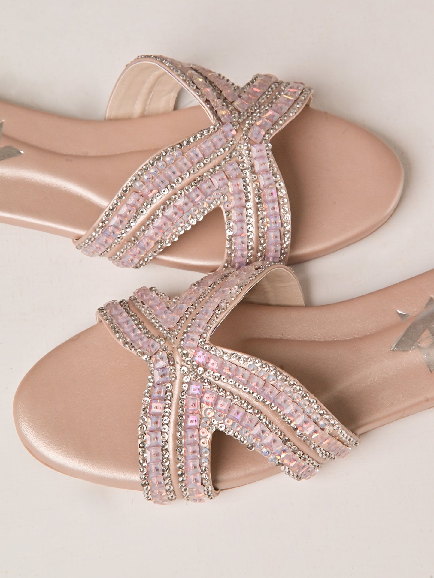 Blush Crystal Cross Flats