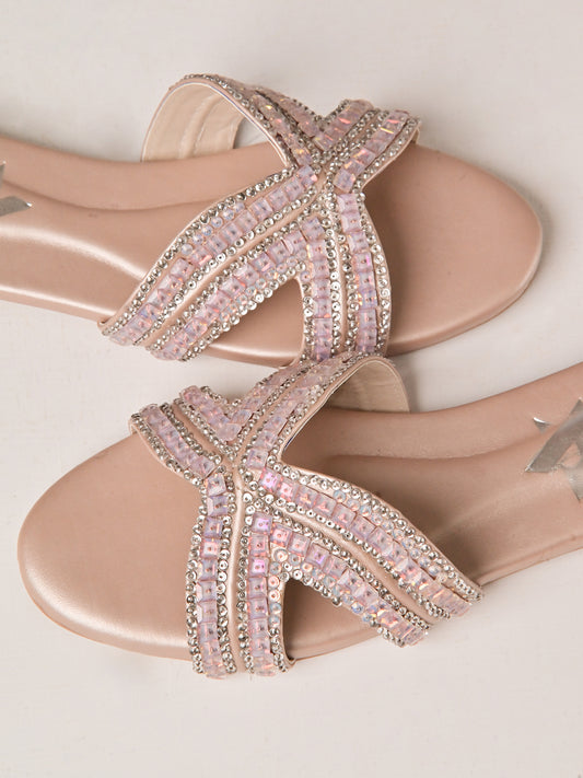 Blush Crystal Cross Flats