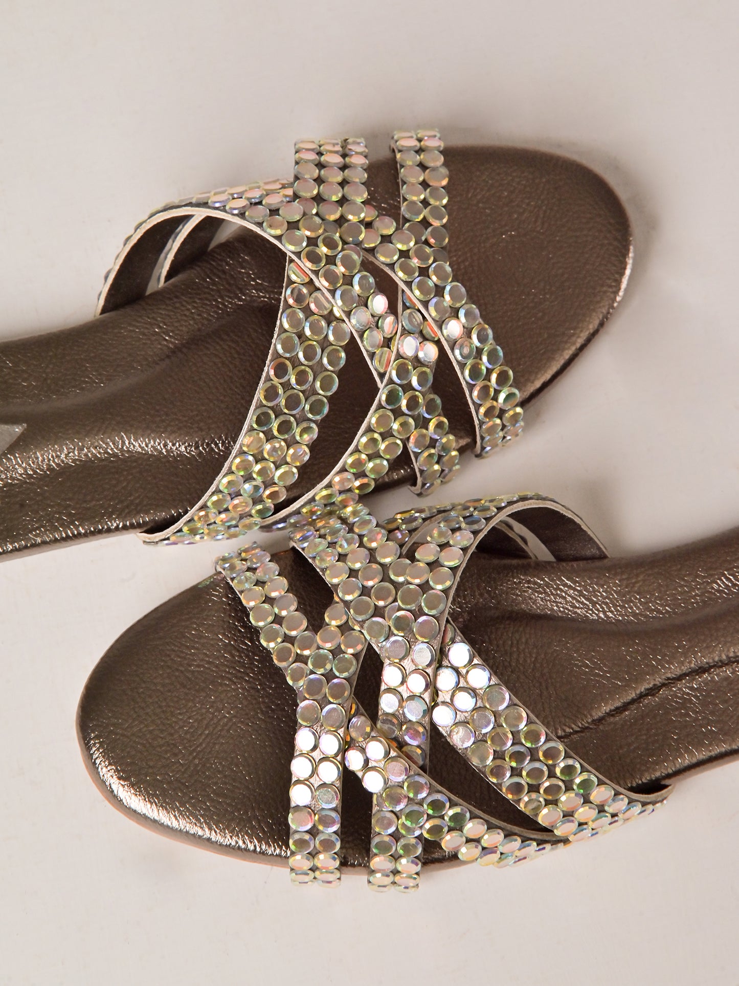 Bronze Crystal Strap Flats